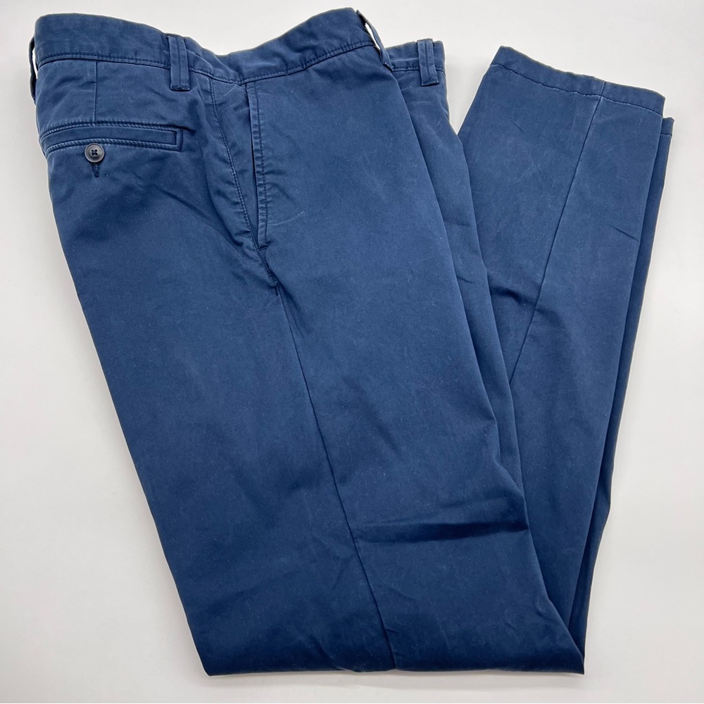 Open Edit Classic Navy Chinos Flat Front Pants/Slacks for Men-Size 32W